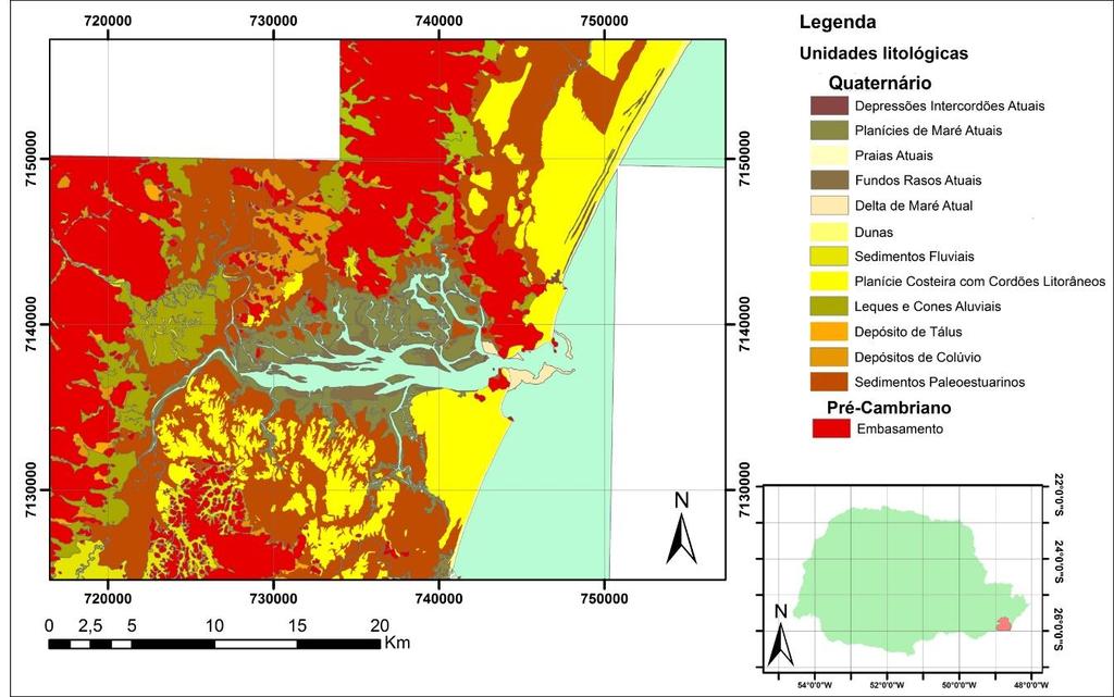 Figura 4: Mapa geológico regional da Baia de Guaratuba, modificado de Angulo