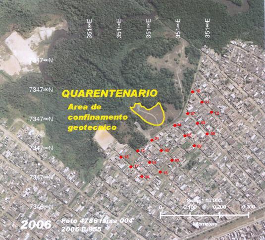 Figura 62 Localização dos pontos de amostragem de solo superficial jan 2007 A Figura 63 apresenta o desenho esquemático para a localização dos pontos de amostragem de água subterrânea no site