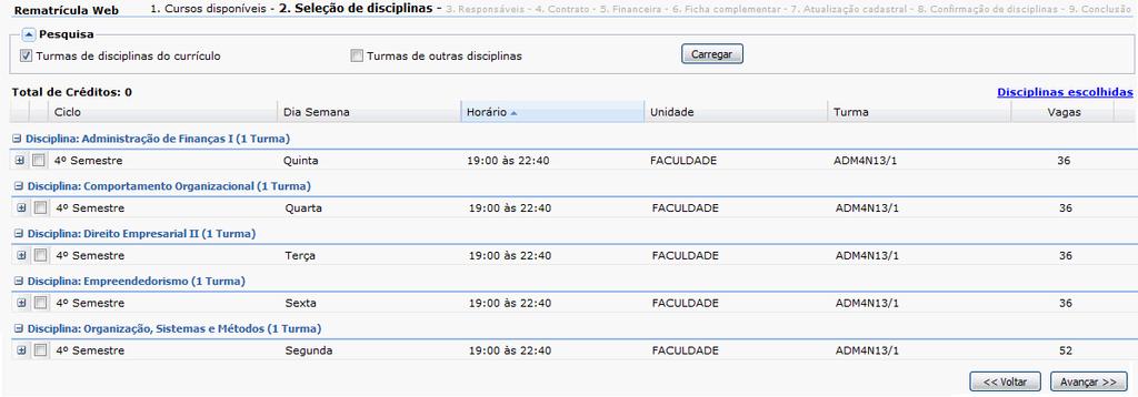 2.29.1 Fase: Cursos Disponíveis a rematrícula.