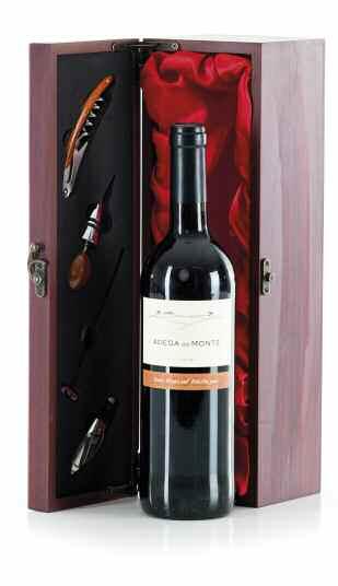 ] Pipo de Madeira p/ 6 Garrafas - 1 caixa Caixa Vinho Tinto Douro Curva Reserva - Vinho Tinto Douro