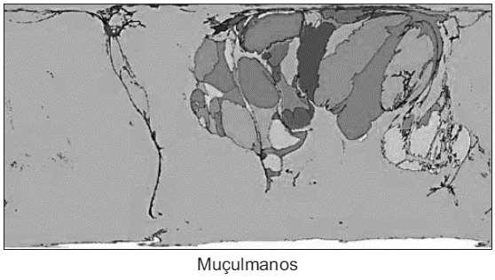 É possível afirmar que, nessa projeção a) os meridianos e paralelos não se cruzam formando ângulos de 90, o que promove um aumento das massas continentais em latitudes elevadas.