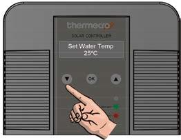 Modos de Configuração O Controlador Digital exibe a temperatura solar da água e a temperatura da água da piscina.