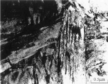 Figura 16 Imagens da microestrutura de martensita temperada para o aço SAE 4340 (a) Imagem obtida por microscopia óptica, (b) Imagem obtida por MEV Fonte: Lee e Su (1999) Para o material revenido a