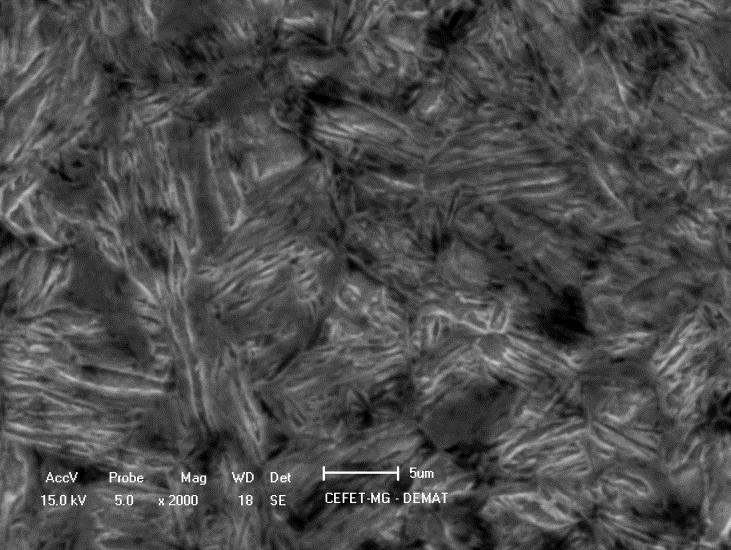 88 Figura 47 Fotomicrografias obtidas por microscopia eletrônica de varredura com aumento de 2000X do aço SAE 4340