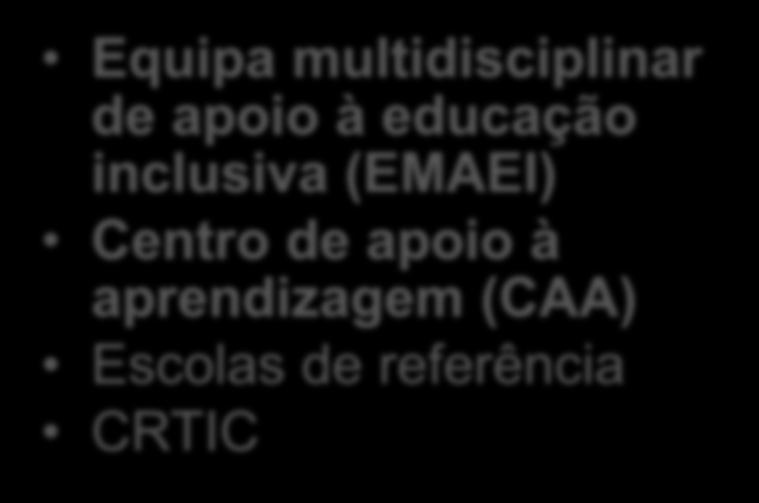 Recursos organizacionais específicos Equipa multidisciplinar de apoio à educação