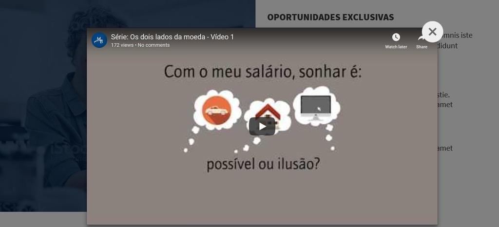 Especificaçã Funcinal Nv Site BMB Entrega 1 A exibiçã será cmpsta pr Imagem, Títul e área de Text; O cmprtament utilizad está definid d layut enviad pel BMB; Cadastr: Será definid um template (Banner