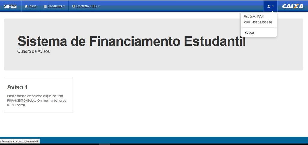 Com o acesso efetivado o aluno poderá realizar a validação de seu aditamento de renovação.