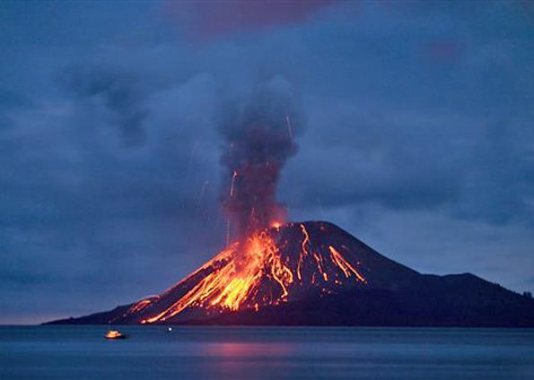 Vulcão em erupção.