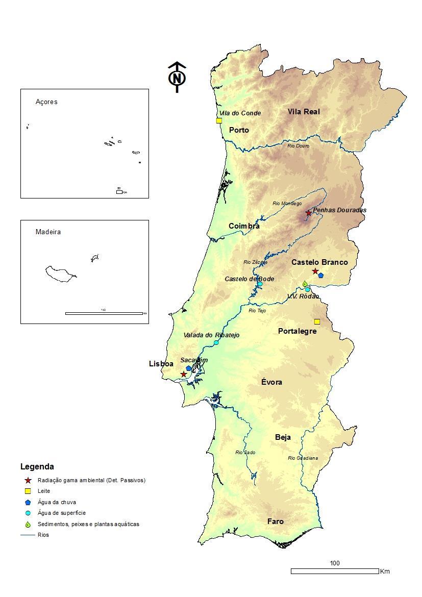 Figura I Mapa de Portugal com a identificação dos locais de