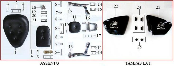 CARENAGENS II 1 D0477200001HSI ASSENTO DO PILOTO TODOS 2 9401809062HZBI ESPACADOR 18X8.5X6.5X5.5 TODOS 3 942061650RTZBI PARAF. CAB. SEXT. FLANG.