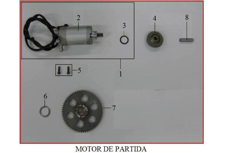 MOTOR DE PARTIDA 1 HO34700 MOTOR DE PARTIDA COMPLETO TODOS 4 HO28311 ENGRENAGEM PRIMARIA DO MOTOR DE PARTIDA TODOS 5 HODE0006 PARAF. CAB.