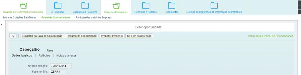 Na opção Oportunidades Públicas, localizar a oportunidade desejada e clicar no ícone na linha correspondente; 1 Clicando no link do número, a