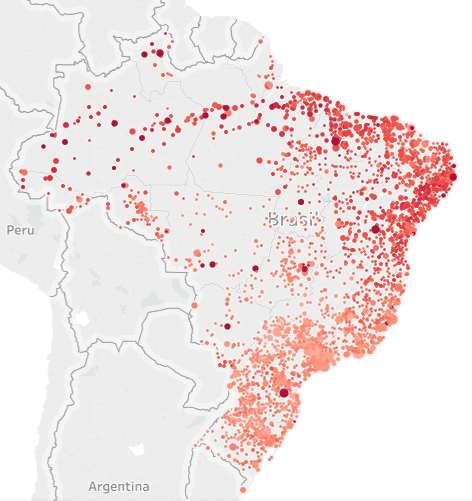 Presença de cooperados Mapa da distribuição dos cooperados (intercambistas cubanos) do PMM pelo Brasil (de 2013 a outubro de 2018) 8.233 cooperados cubanos pelo Brasil estão distribuídos em 2.