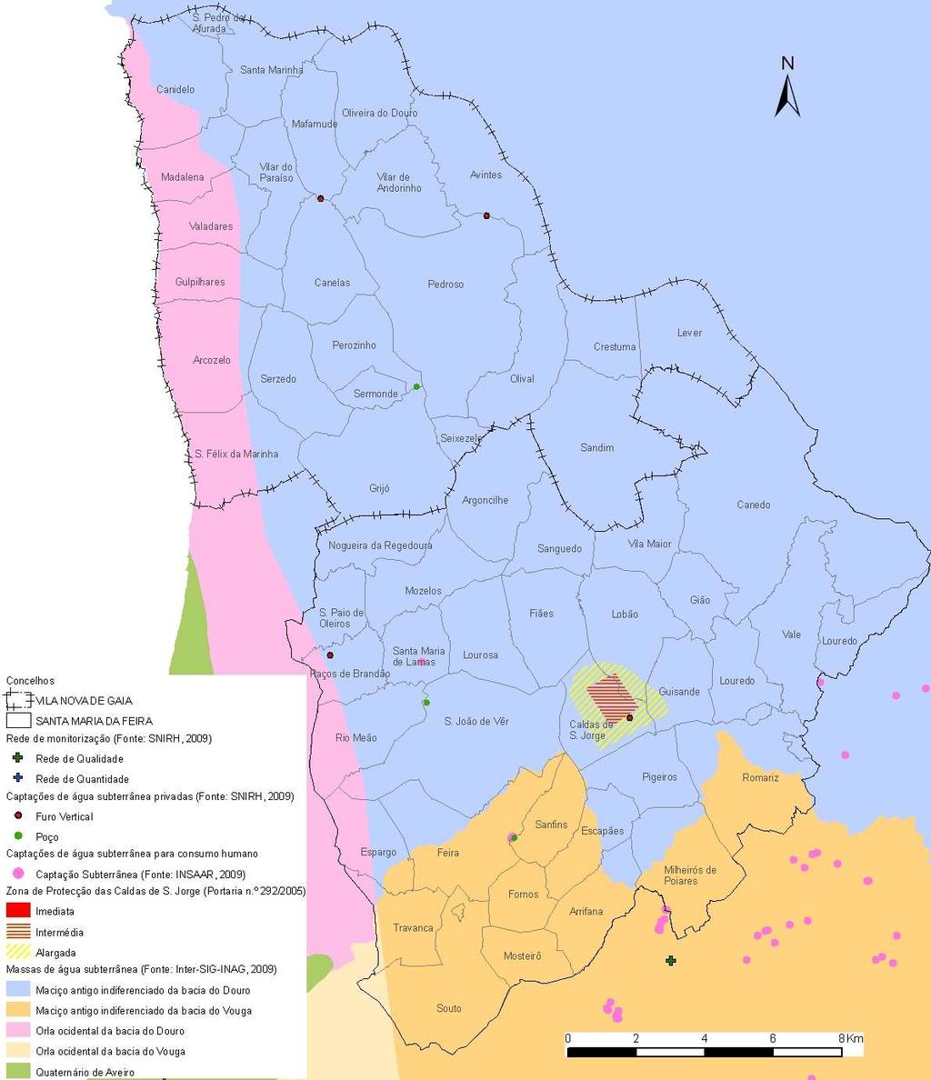 Minimização dos riscos e protecção dos recursos Captações abastecimento Perímetros de Protecção 1- Acidentes Tectónicos 2- Recursos geológicos/património