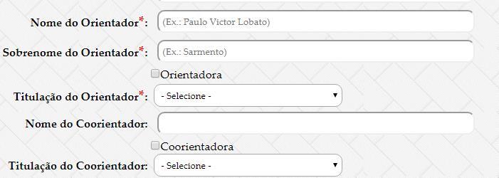 DADOS DO TRABALHO Título do trabalho: Digite o título do trabalho. Lembre-se de usar letras maiúsculas somente na primeira palavra do título e em nomes próprios.