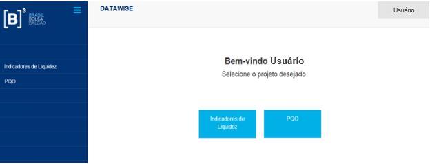 Figura 9 Página inicial DATAWISE Ao acessar o projeto desejado, o usuário visualizará os dashboards.