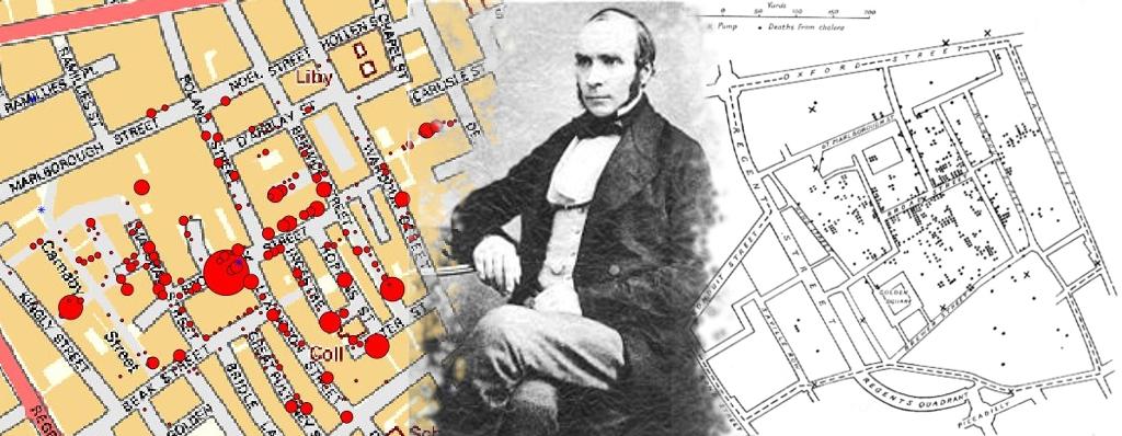 Linha do tempo da Visualização de Dados Figura 4. John Snow e as ocorrências de óbito por cólera em Londres, 1854.