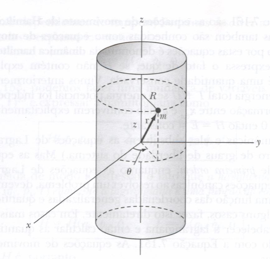 Exemplo 3 Utilizando o método hamiltoniano para encontrar as equações de movimento de uma partícula de massa m restringido para mover na superfície de um