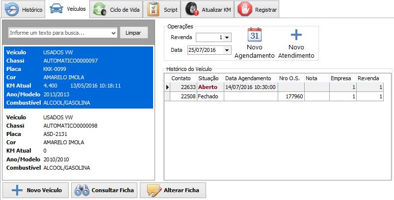 Utilize o botão <Novo Veículo>, para