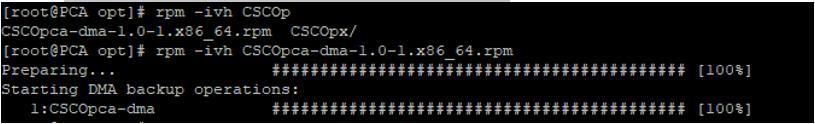 Combine o md5sum com esse mencionado no local CCO: Instale o arquivo RPM com o uso deste comando:rpm - ivh CSCOpca-dma-1.0-1.x86_64.rpm Assegure-se de que o RPM esteja instalado com sucesso: Etapa 2.