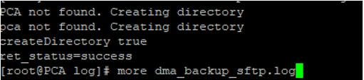 Se o diretório não existe, o PCA cria automaticamente um: O backup