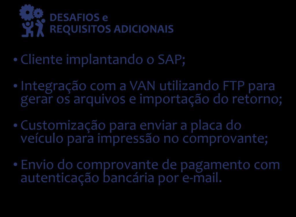 TRID INTERP Cliente implantando o SAP; Integração com a VAN utilizando FTP para gerar os arquivos e importação do retorno;