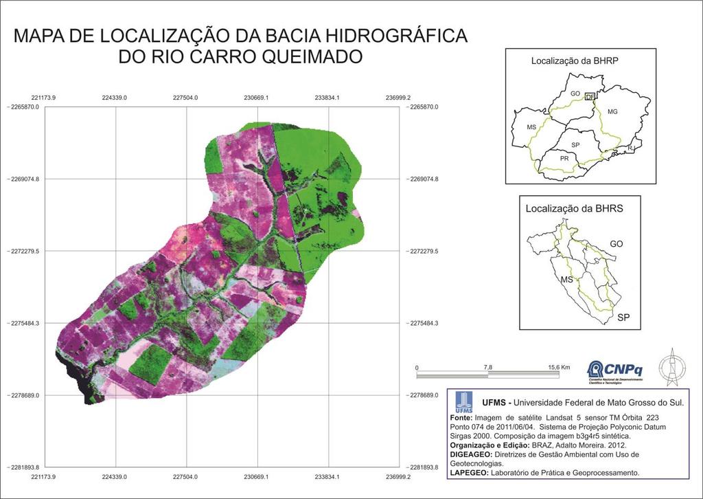 2 METODOLOGIA Para este estudo utilizou-se imagens de satélite Landsat 5 sensor TM órbita 223 ponto 74, resolução espacial de 30 metros, dos anos 2000 (2000/07/07) e 2011 (2011/06/04) possibilitando