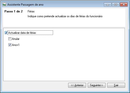 Esta opção procede automaticamente à transferência de dados das tabelas e ficheiros de uma empresa, de um ano terminado para o novo ano.