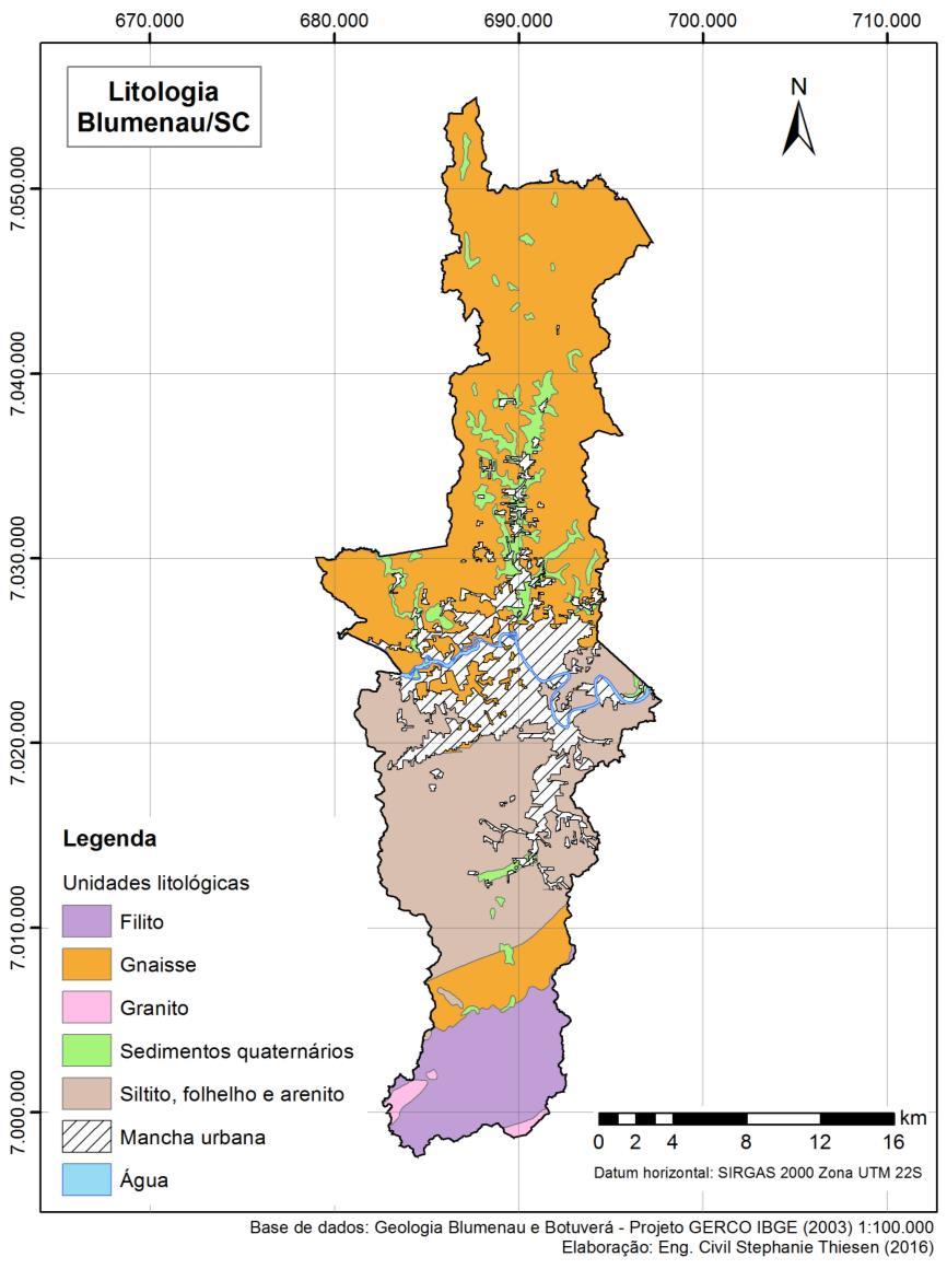 95 Mapa 8 Litologia Blumenau/SC.