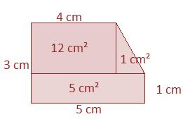 Calculando as áreas dos polígonos tem-se: A quadrado IV = l = 8 = cm² A retângulo III = C l = 8 = cm² A trapézio II = A = (B+b) h A = (8+) A = A triângulo I = b h = 1 cm² A = = 9 =,5 cm² (A)
