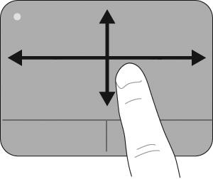 Para deslocar o ecrã para cima e para baixo utilizando o TouchPad, toque e faça deslizar o dedo para cima ou para baixo sobre o TouchPad.