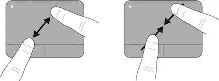 NOTA: A velocidade de deslocamento é controlada pela velocidade do dedo. Beliscar/Zoom O gesto de beliscar permite ampliar ou reduzir itens, como PDFs, imagens e fotografias.