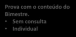 Disciplina e respeito 0,5 pontos; Auto avaliação 0,5 pontos; Avaliações Prova Bimestral 3,0 pontos