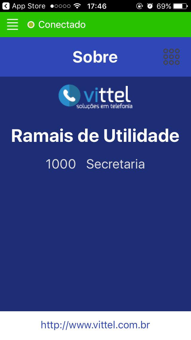 11. Página Sobre 11.1 Na página sobre você tem acesso aos ramais de utilidade e informações básicas sobre o app, sempre que precisar lembrar o ramal de algum departamento, essa página te auxiliará.