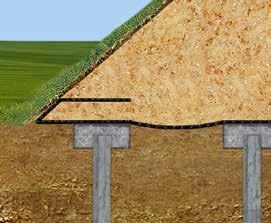 As geogrelhas Fortrac promovem a formação do arqueamento de solo entre os capitéis, enquanto transmitem com segurança as cargas verticais do aterro para as estacas.