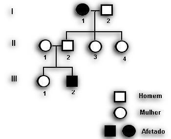 Neste heredograma aparecem números romanos e arábicos que significam