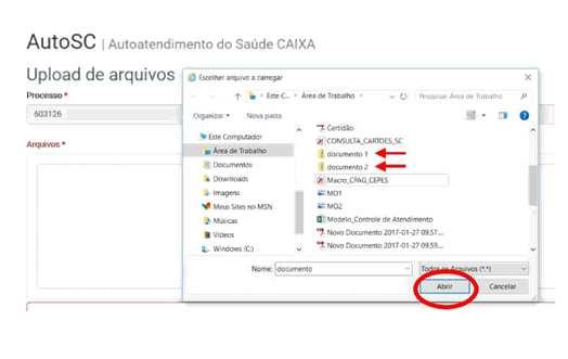 Para excluir um arquivo, clicar no botão remover e repetir o procedimento dos itens anteriores.