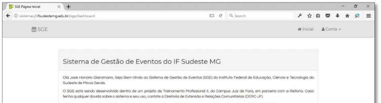 Periódicos) Acesse o Sistema de Gestão de Eventos (SGE), através do site: http://sistemas.jf.ifsudestemg.edu.