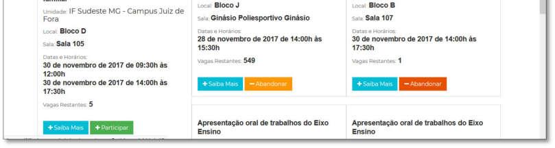 O usuário inscrito em uma atividade e que efetivamente participar e registrar a sua presença, receberá o certificado de participação.