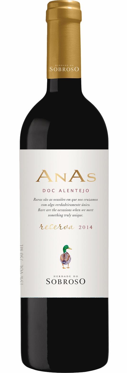 Herdade do Sobroso Anas Reserva Alentejo 16 a 18ºC 15º vol Aragonez, Cabernet Sauvignon e Alicante Bouschet - Filipe Teixeira Pinto & Luís Duarte