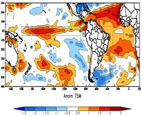 negativa acoplado com anomalias positivas no Pacífico Tropical foi determinante para a inibição da convecção em boa parte da Amazônia oriental, afligindo assim a precipitação na área estudada.