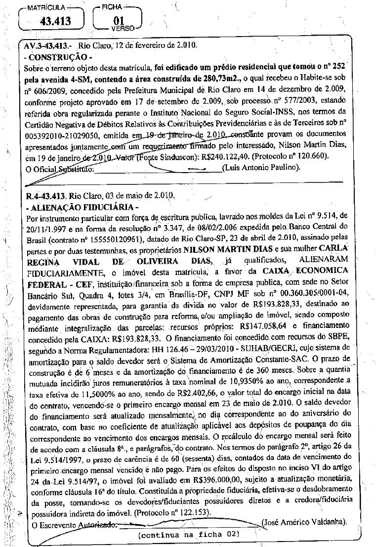 DOCUMENTAÇÃO Cliente CPF Ana Carolina de Castro Dias 371.488.798-92 Endereço nº Complemento Av.
