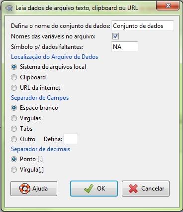 As outras opções podem ser utilizadas de maneira semelhante à primeira. Figura 4: Submenu Importar arquivos de dados : exemplo 3.2.