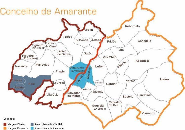 O concelho de Amarante Possui 40 freguesias e uma área territorial de 301,5 km 2,