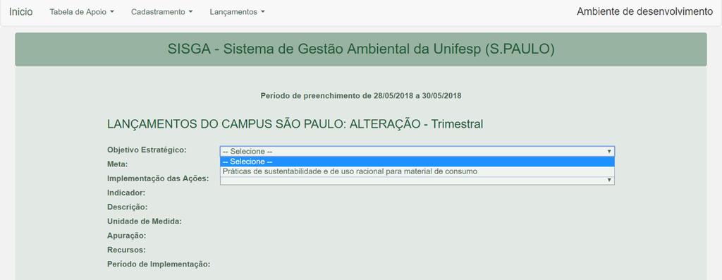 4.1.6 Clique em Gravar e será apresentada a mensagem de confirmação: 4.