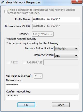 4. Se for necessária uma palavra-chave (Chave de Rede) para aceder ao ponto de acesso sem fios, por favor introduza-a em "Network key" (e