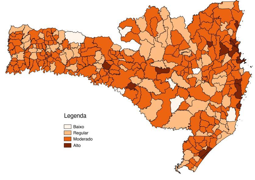 4.1 Evolução do IFGF Mapa 1: IFGF - Índice FIRJAN de Gestão Fiscal dos Municípios Catarinenses 2007 Fonte: Sistema FIRJAN (2014), elaboração própria.