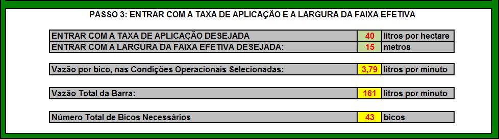 bico escolhido entre os disponíveis, para operação na faixa de baixa velocidade (de