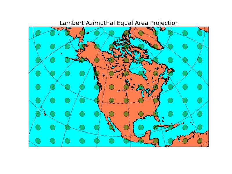 Figura : Ilustração da projecção azimutal de Lambert.