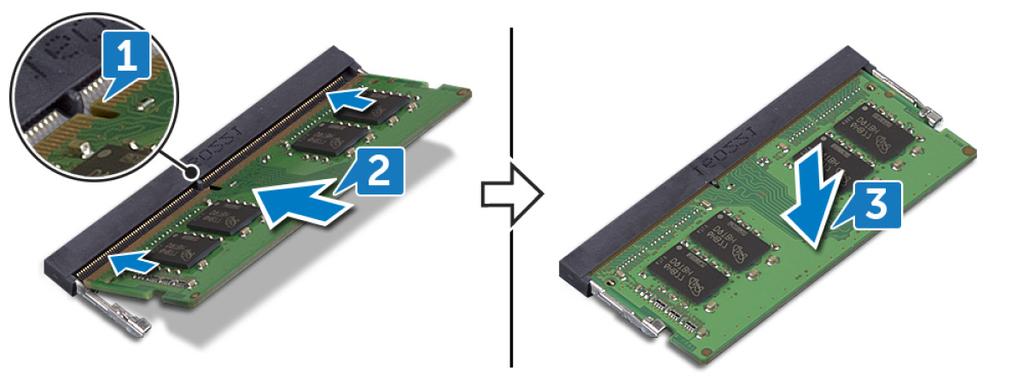 Imagem: como substituir os módulos de memória 8 ADVERTÊNCIA: Antes de trabalhar na parte interna do computador, leia as instruções de segurança fornecidas com seu computador e siga as instruções em